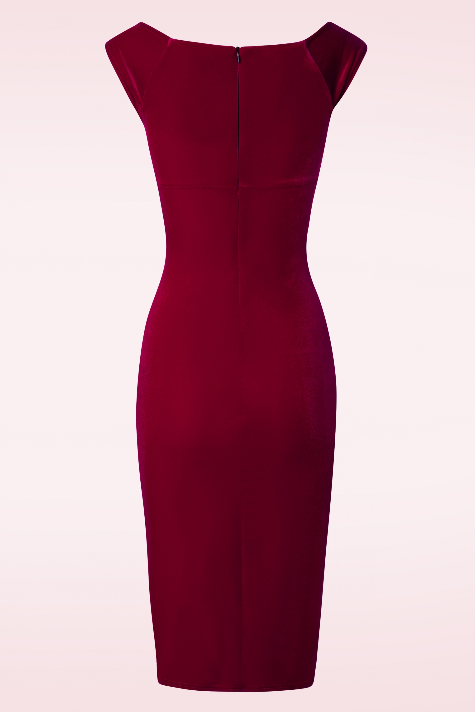 Vintage Chic for Topvintage - Topvintage exclusive ~Lynn fluwelen penciljurk in rood 3