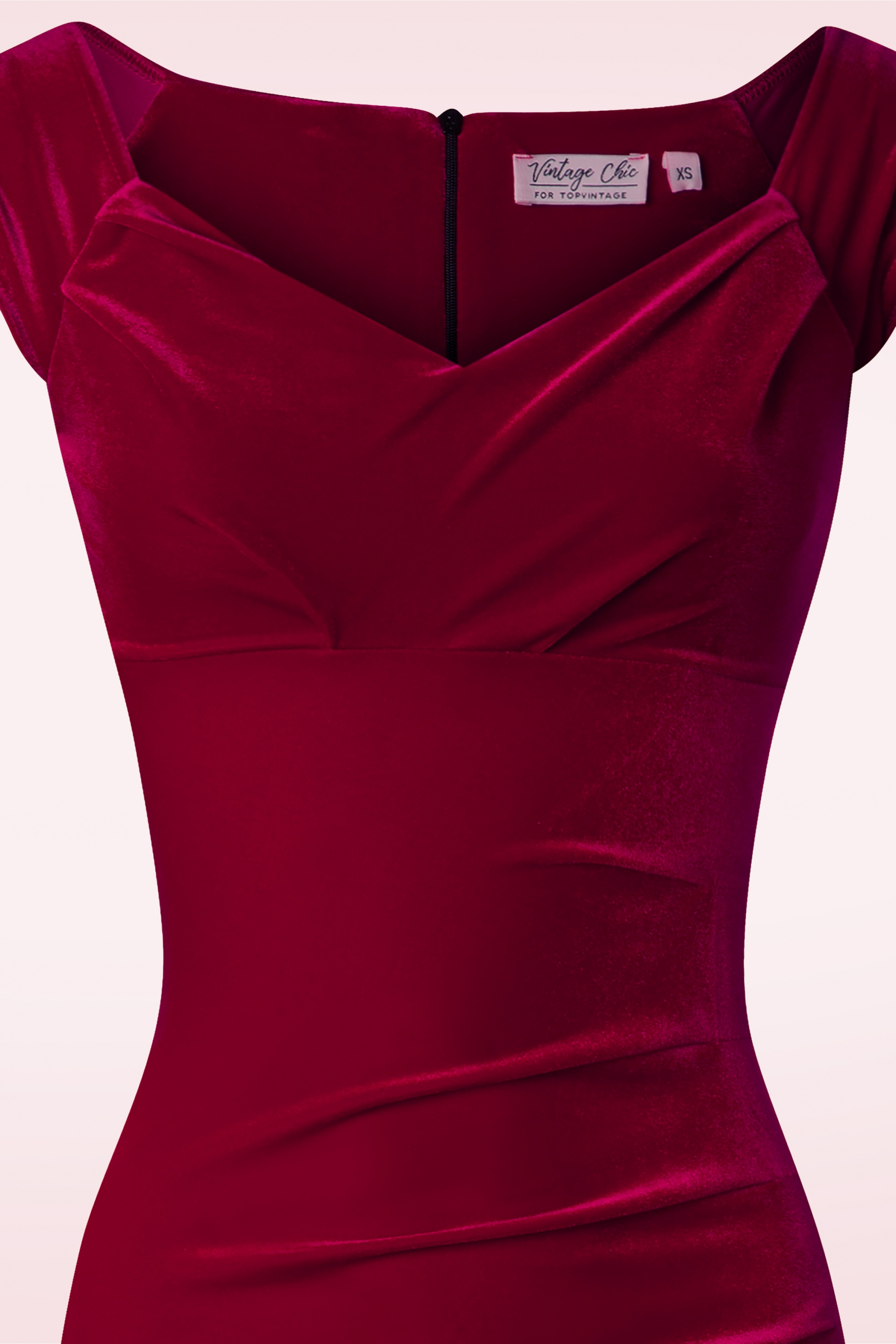 Vintage Chic for Topvintage - Topvintage exclusive ~Lynn fluwelen penciljurk in rood 2