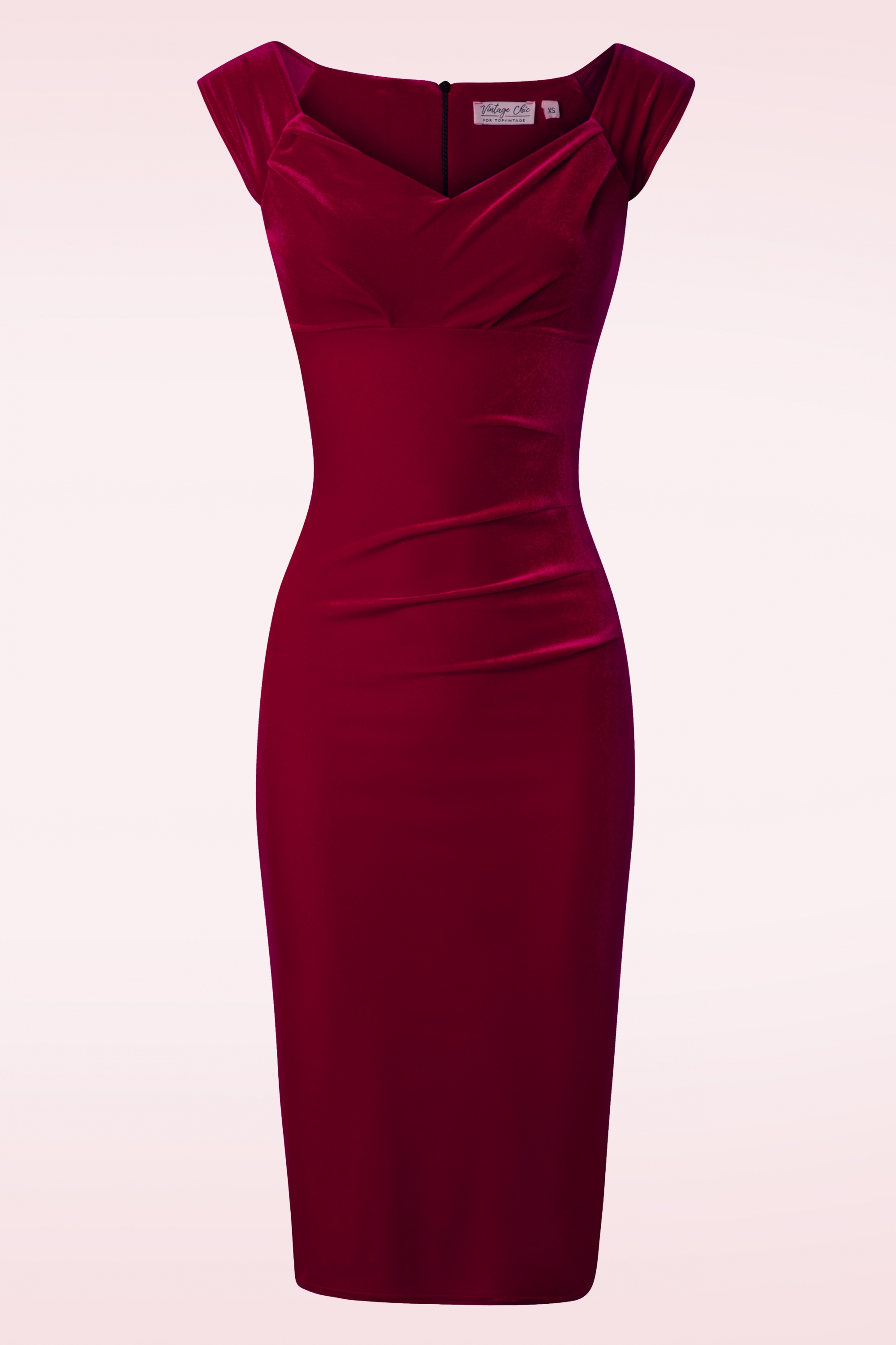 Vintage Chic for Topvintage - Topvintage exclusive ~Lynn fluwelen penciljurk in rood