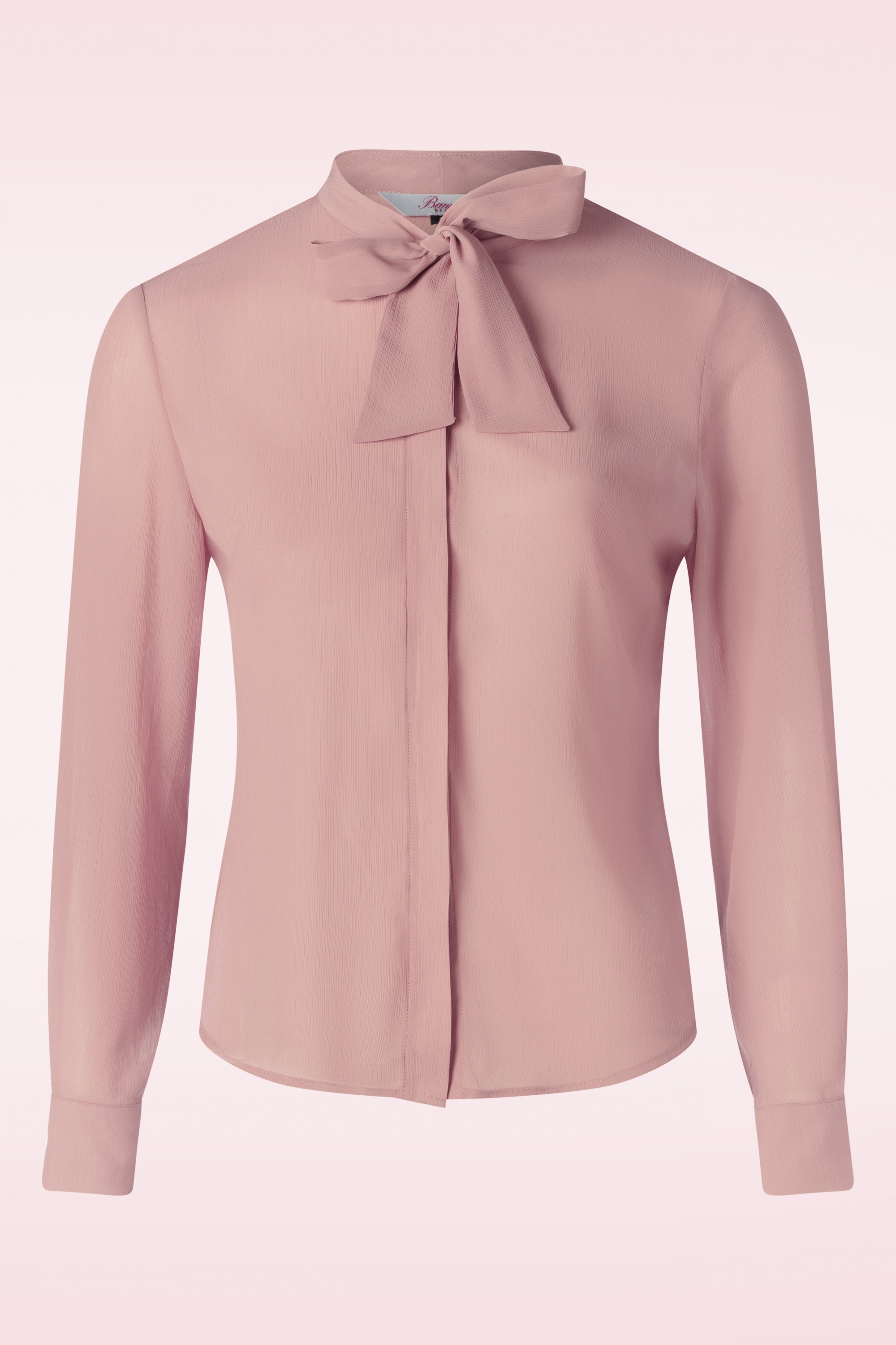 Banned Retro - Pussybow please blouse in roze