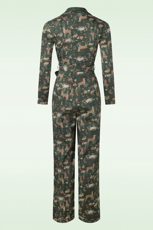 Banned Retro - Woodland Creatures Jumpsuit in groen 3