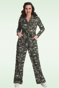 Banned Retro - Woodland Creatures Jumpsuit in groen 2