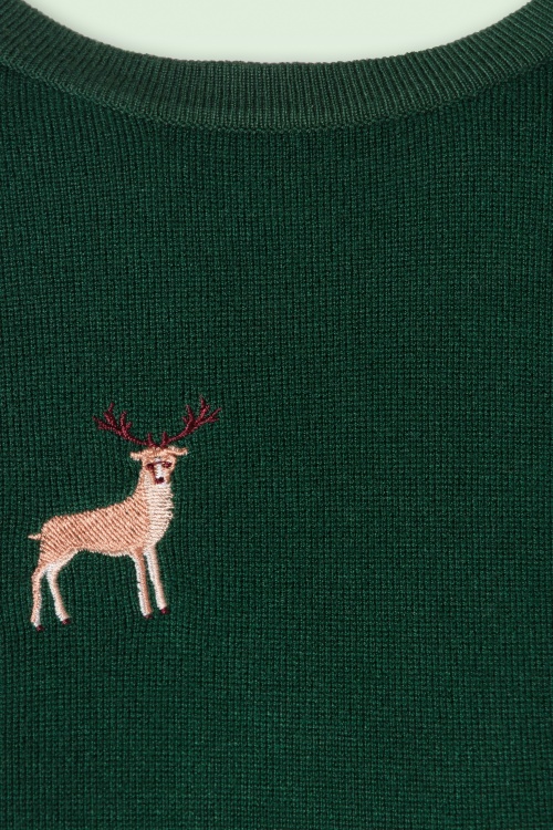 Banned Retro - Sweet deer trui in groen 4