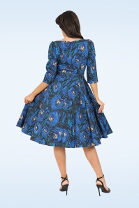 Hearts & Roses - Delaney swing jurk in blauw 2