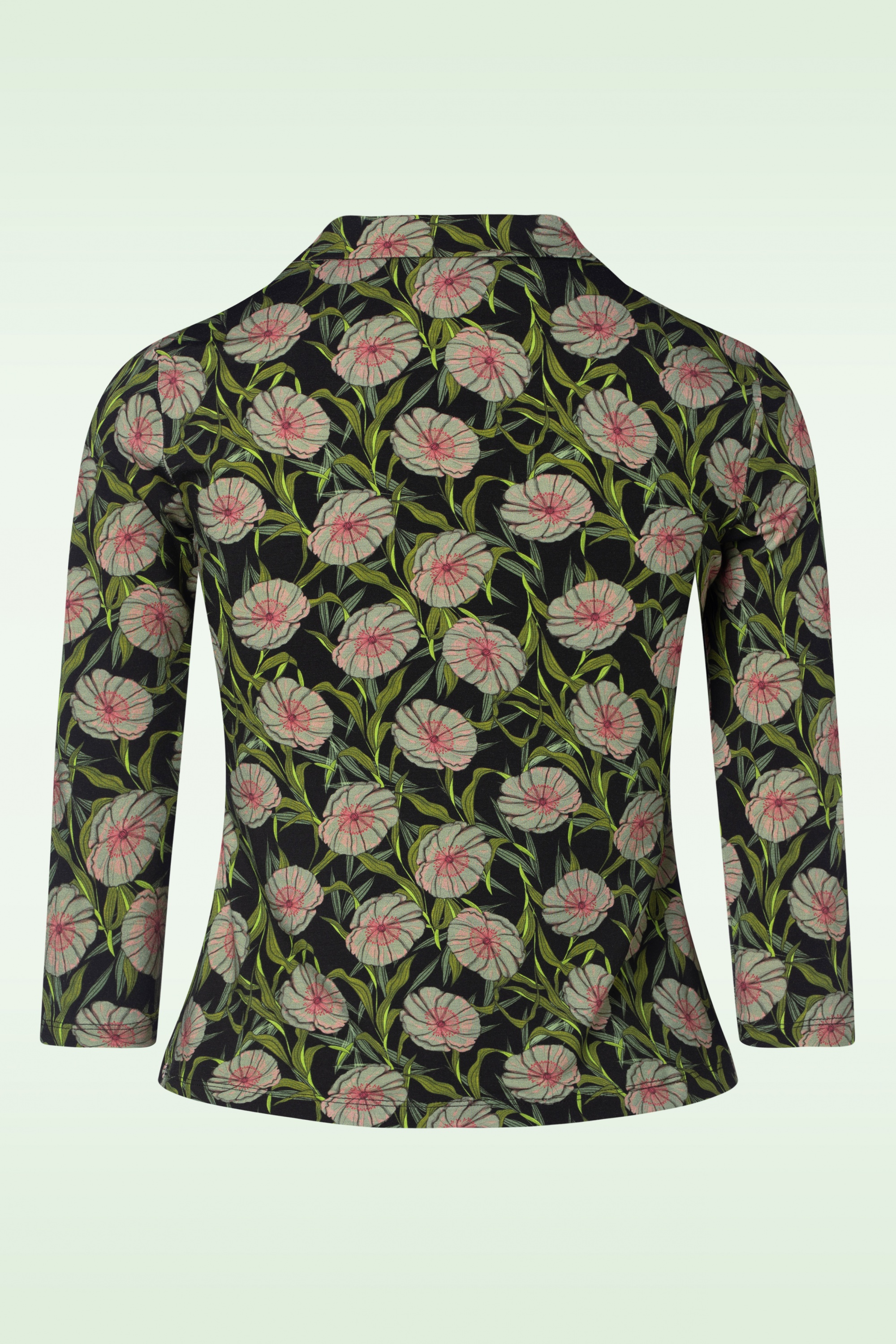 LaLamour - Anna Foliage blouse in zwart en groen 2