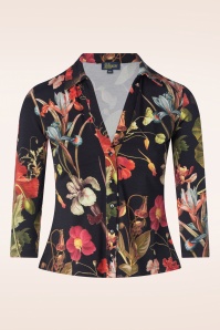 LaLamour - Anna autumn garden blouse in zwart en multi