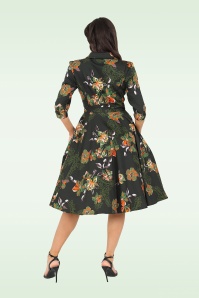 Hearts & Roses - Gina floral swing jurk in groen 2