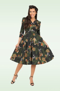 Hearts & Roses - Gina floral swing jurk in groen