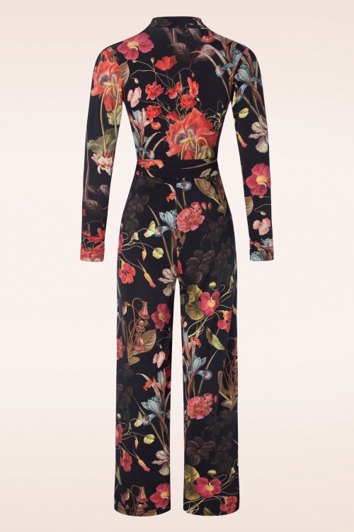 LaLamour - Diana Autumn Garden jumpsuit in zwart en multi 2