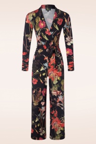 LaLamour - Diana Autumn Garden jumpsuit in zwart en multi