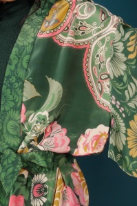 Powder - Peignoir Long façon Kimono Folk Art Floral Lux en Vert Fougère 2