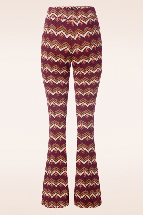 Ribbed striped printed flare trousers Red women Surkana