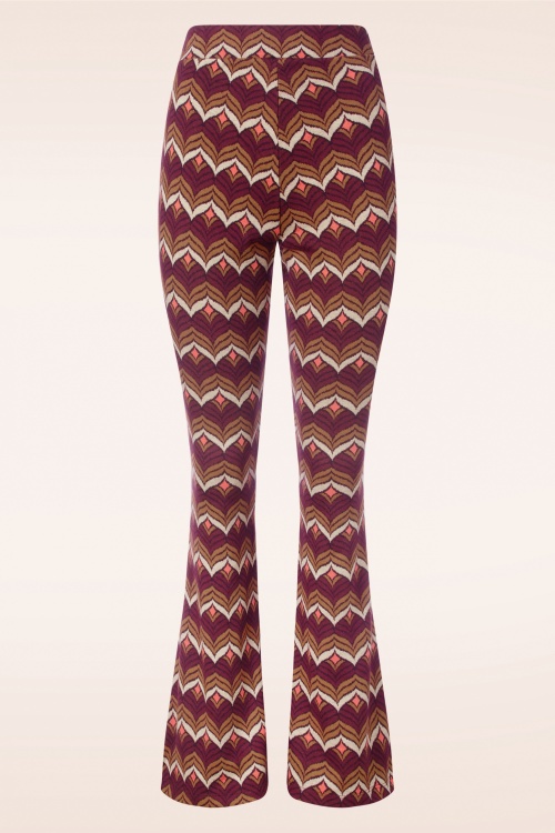 King Louie - Lounge border flared broek in cabernet rood 3