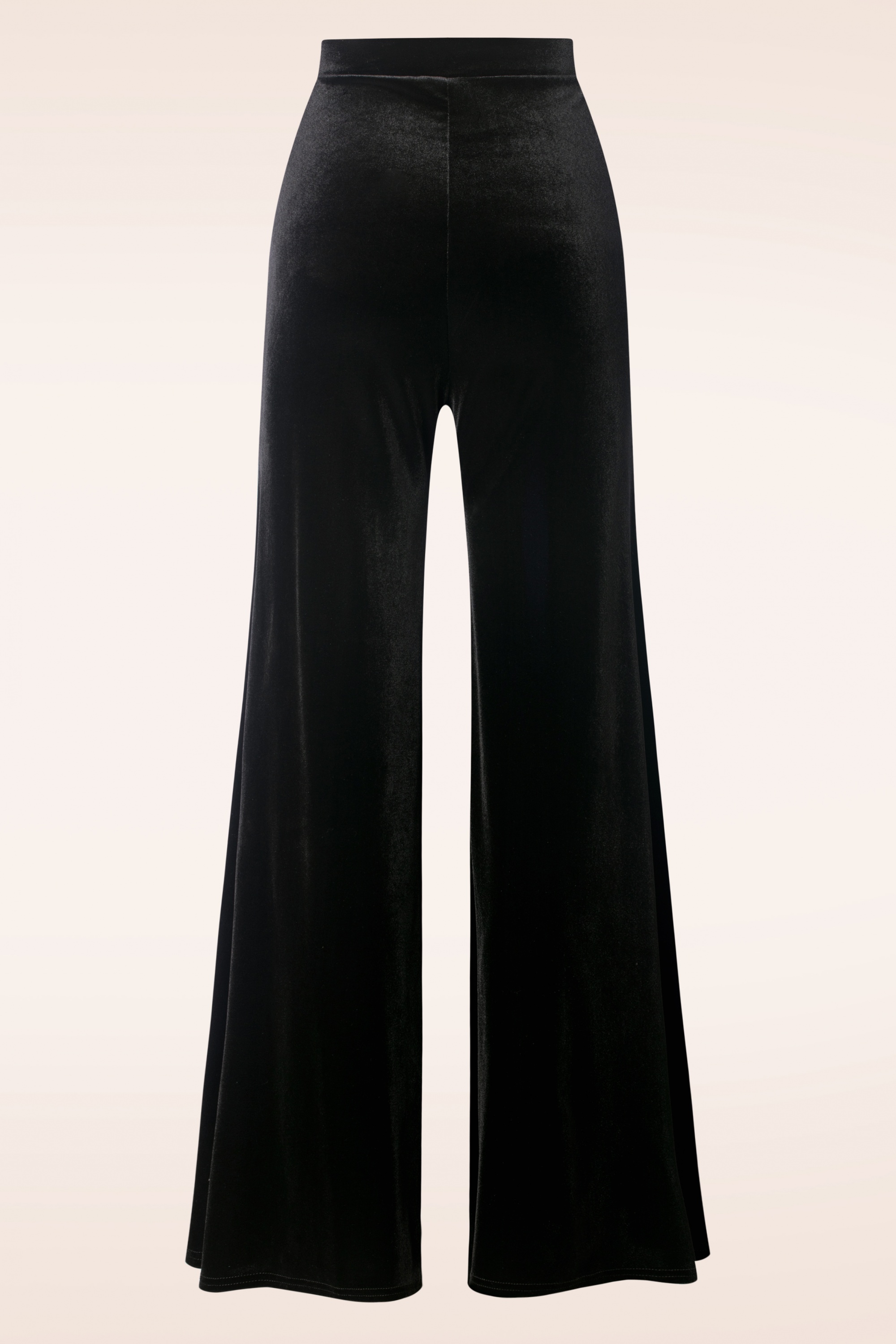 Vintage Chic for Topvintage - Victoria Velvet Wide Leg Broek in Zwart 3