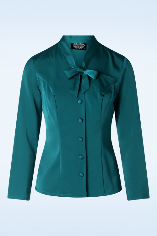 Hearts & Roses - Exclusief bij Topvintage ~ Belinda Blouse in Teal