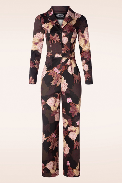 Hearts & Roses - Andrea bloemen jumpsuit in zwart