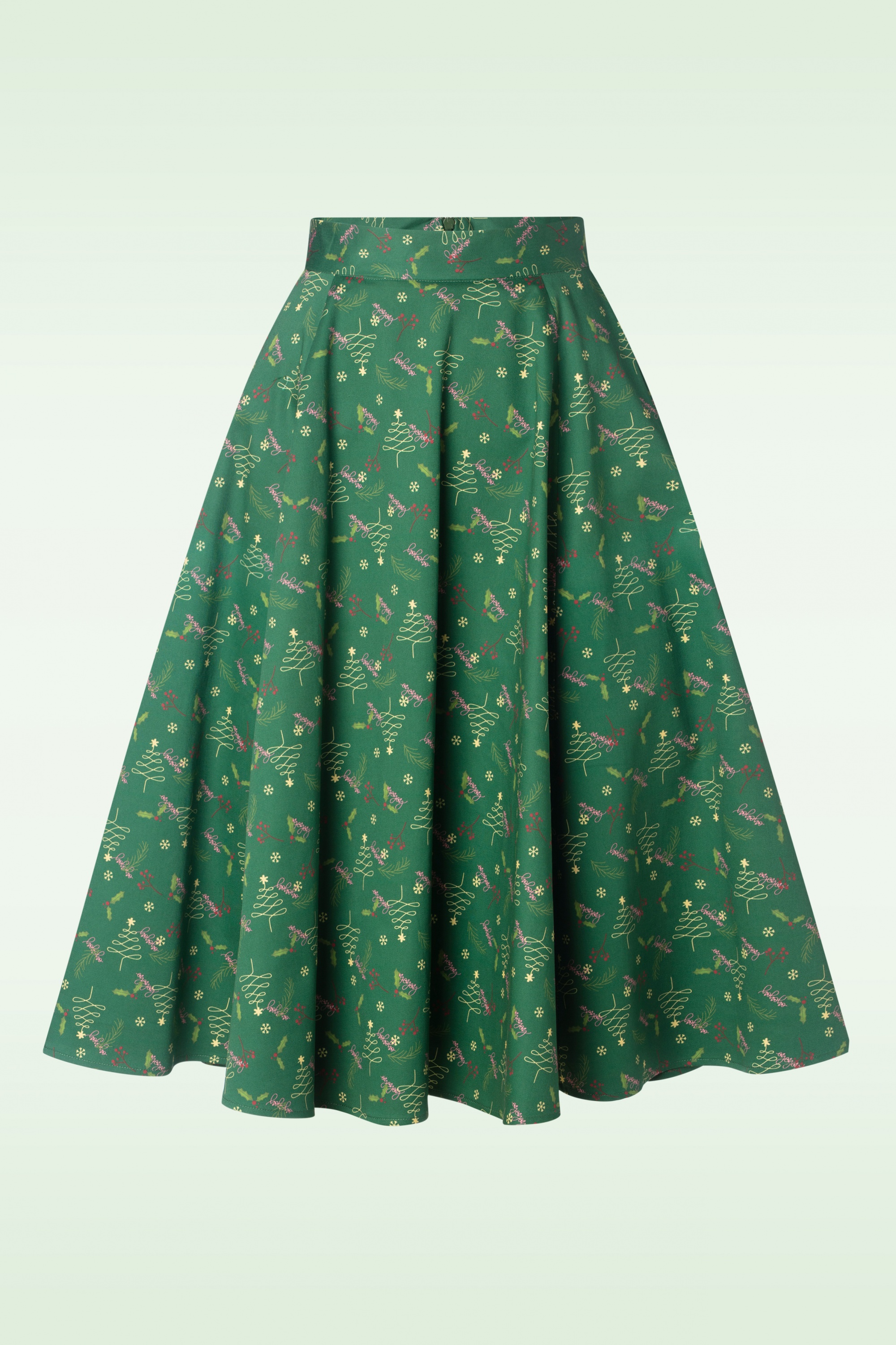 Topvintage Boutique Collection - Exclusief bij Topvintage ~ Adriana Xmas Swing Rok in Donker Groen