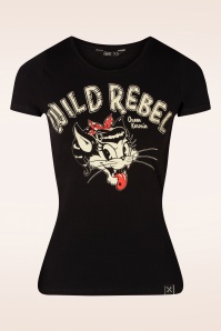 Queen Kerosin - Wild Rebel T-Shirt in Schwarz