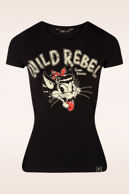 Queen Kerosin - 50s Wild Rebel T-Shirt in Black