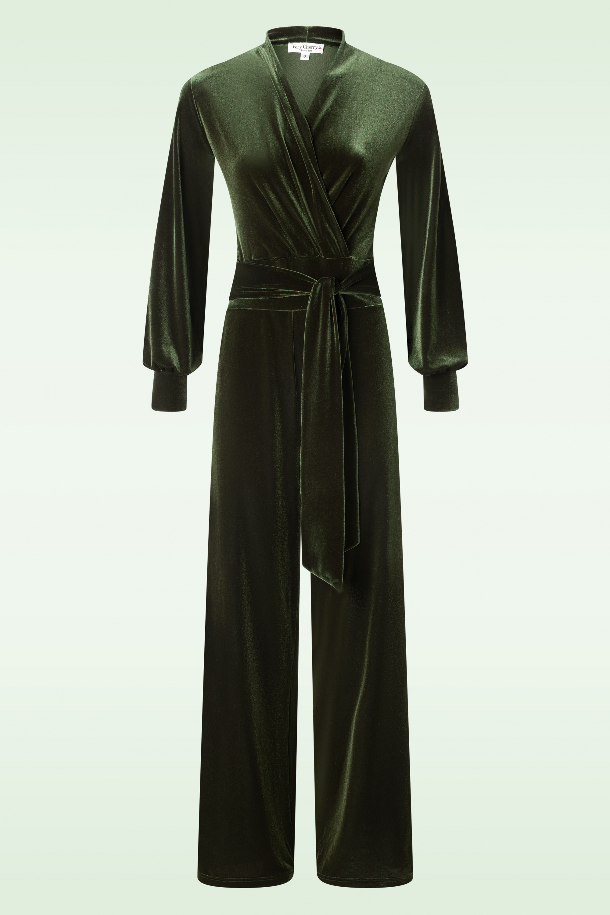 Very Cherry - Emmylou Velvet Jumpsuit in Olijf