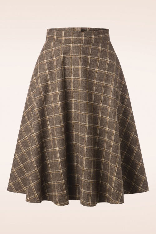 Banned Retro - 40s Another Fab Swing Skirt in Brown