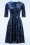 Topvintage Boutique Collection - Exclusief bij Topvintage ~ Eliane Velvet Stars Swing Jurk in Marineblauw