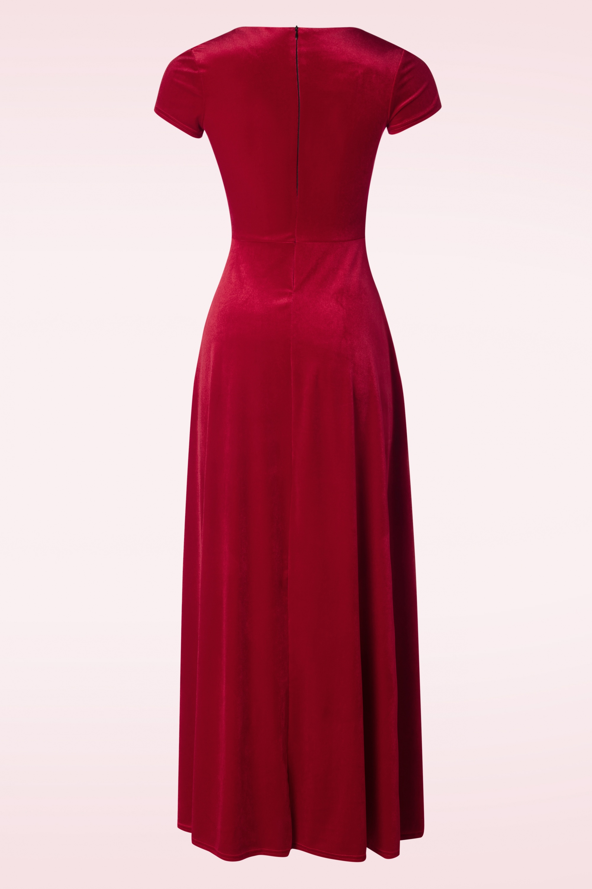 Vintage Chic for Topvintage - Rinda Velvet Maxi Jurk in Scarlet Rood 2