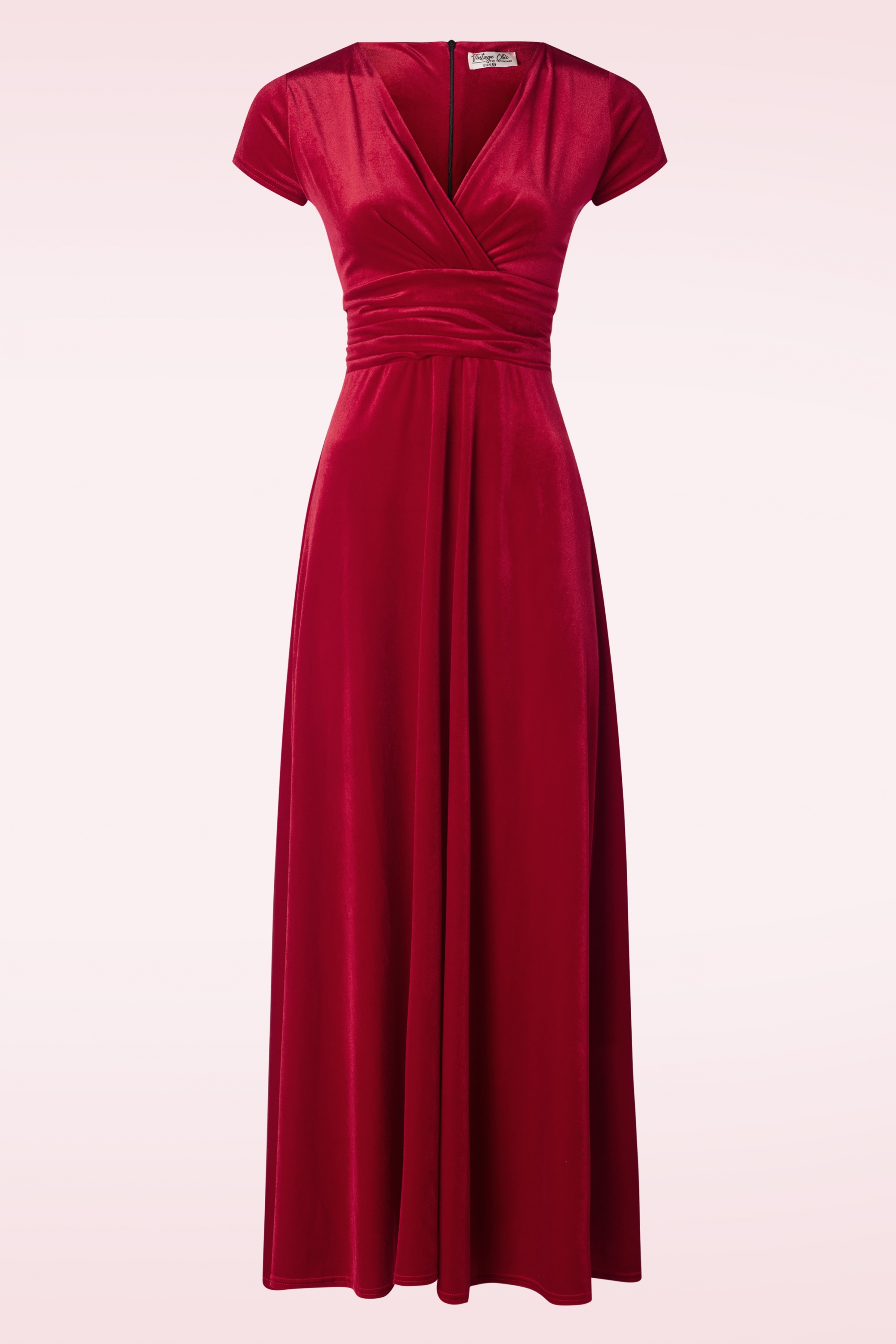 Vintage Chic for Topvintage - Rinda Velvet Maxi Jurk in Scarlet Rood