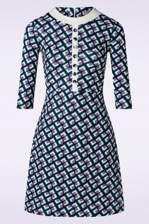 Vintage Chic for Topvintage - Ilona Geo Dress in Lilac and Petrol