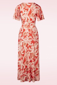 Vintage Chic for Topvintage - 50s Helene Tropical Flower Cross Over Maxi Dress in Orange 2
