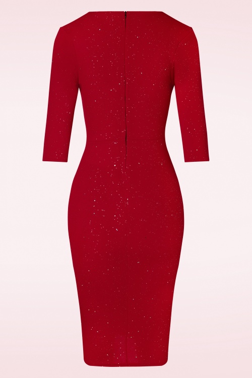 Vintage Chic for Topvintage - Gloria Glitter Pencil Dress in Red 2