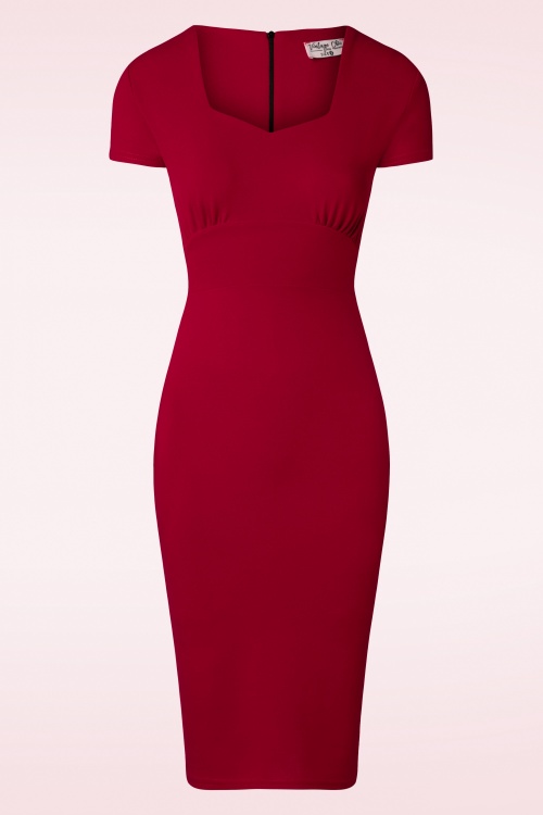 Vintage Chic for Topvintage - Demi Pencil Dress in Deep Red