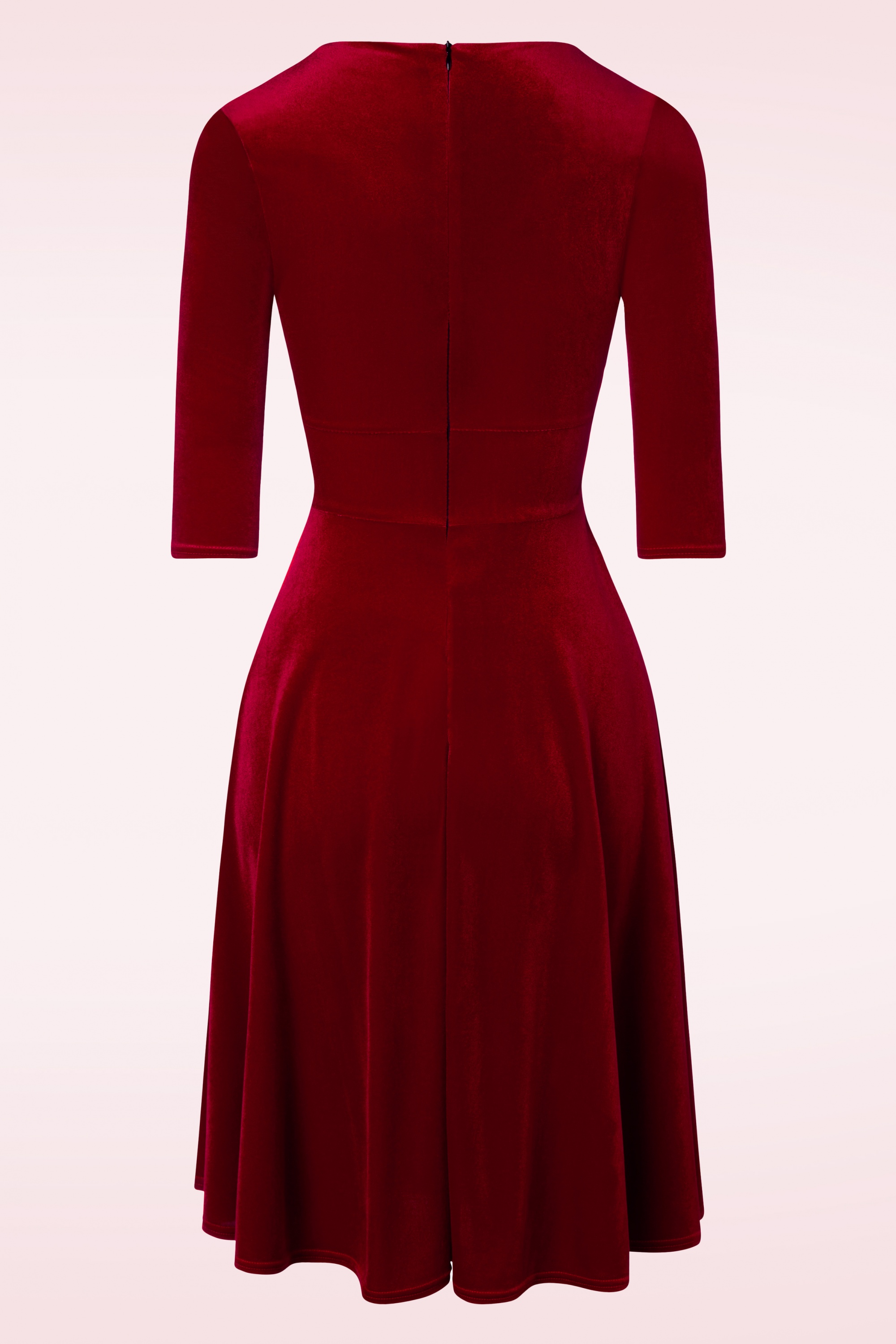 Vintage Chic for Topvintage - Maddison swingjurk in rood fluweel 2