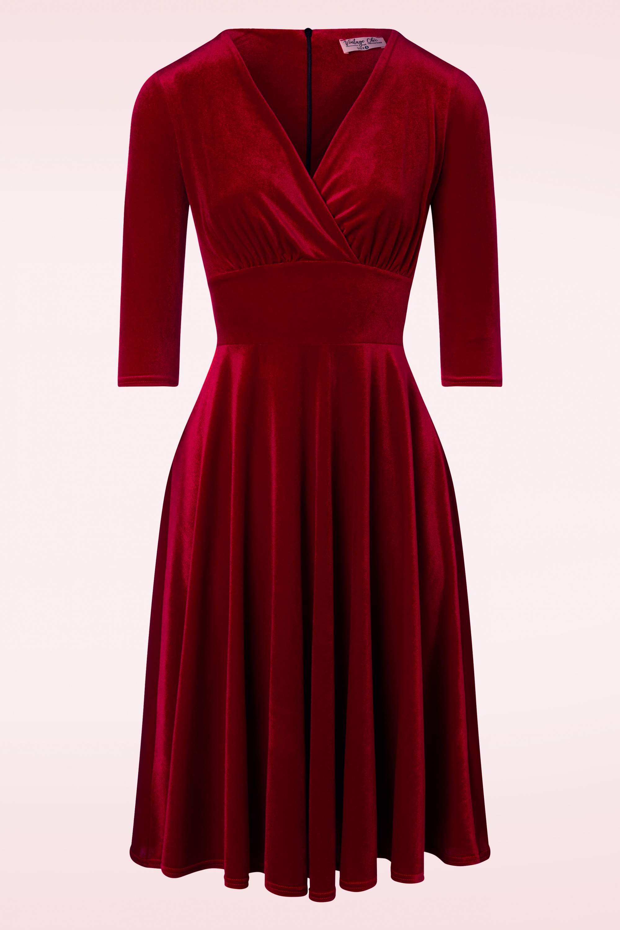 Vintage Chic for Topvintage - Maddison swingjurk in rood fluweel