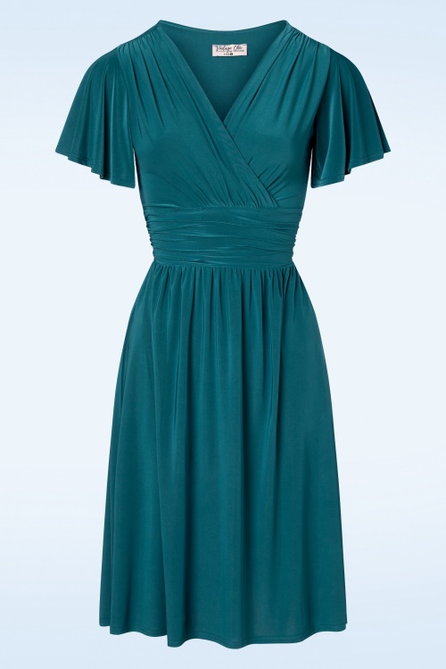 Vintage Chic for Topvintage - Sadie swing jurk in groenblauw 2