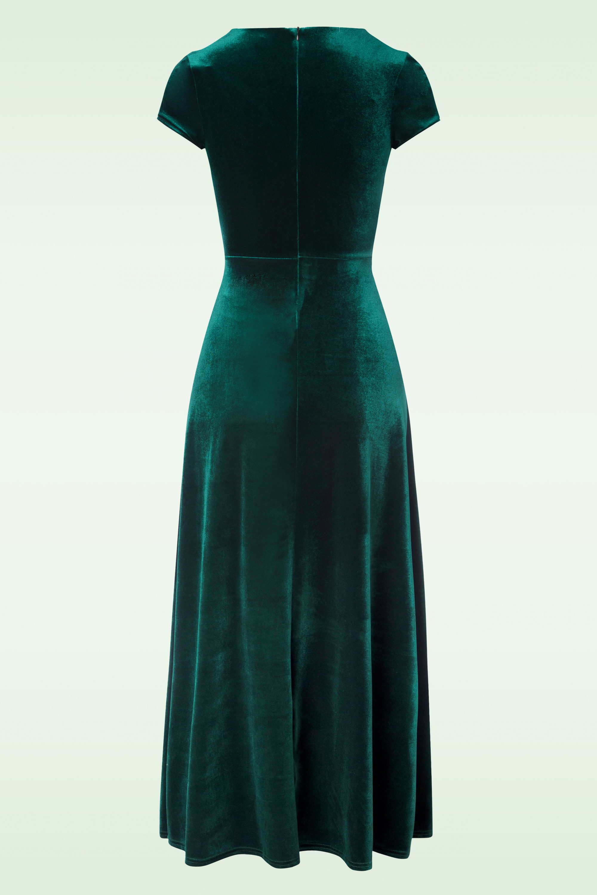 Vintage Chic for Topvintage - Olivia maxi fluwelen jurk in groen 2