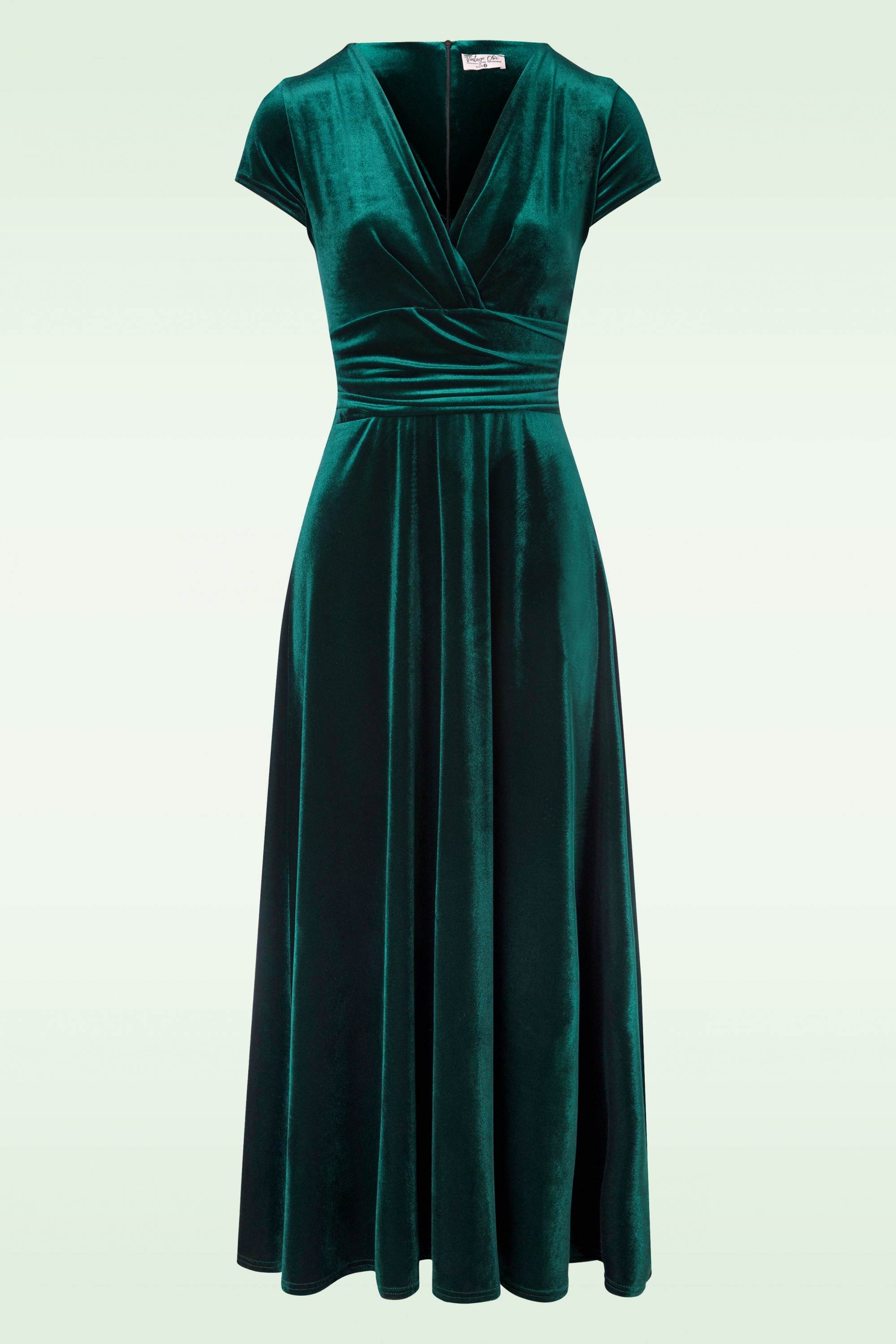 Vintage Chic for Topvintage - Olivia maxi fluwelen jurk in groen