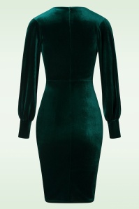 Vintage Chic for Topvintage - Elena fluwelen pencil jurk in groen 2