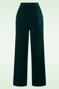 Vintage Chic for Topvintage - Victoria fluwelen broek met rechte pijpen in groen 2
