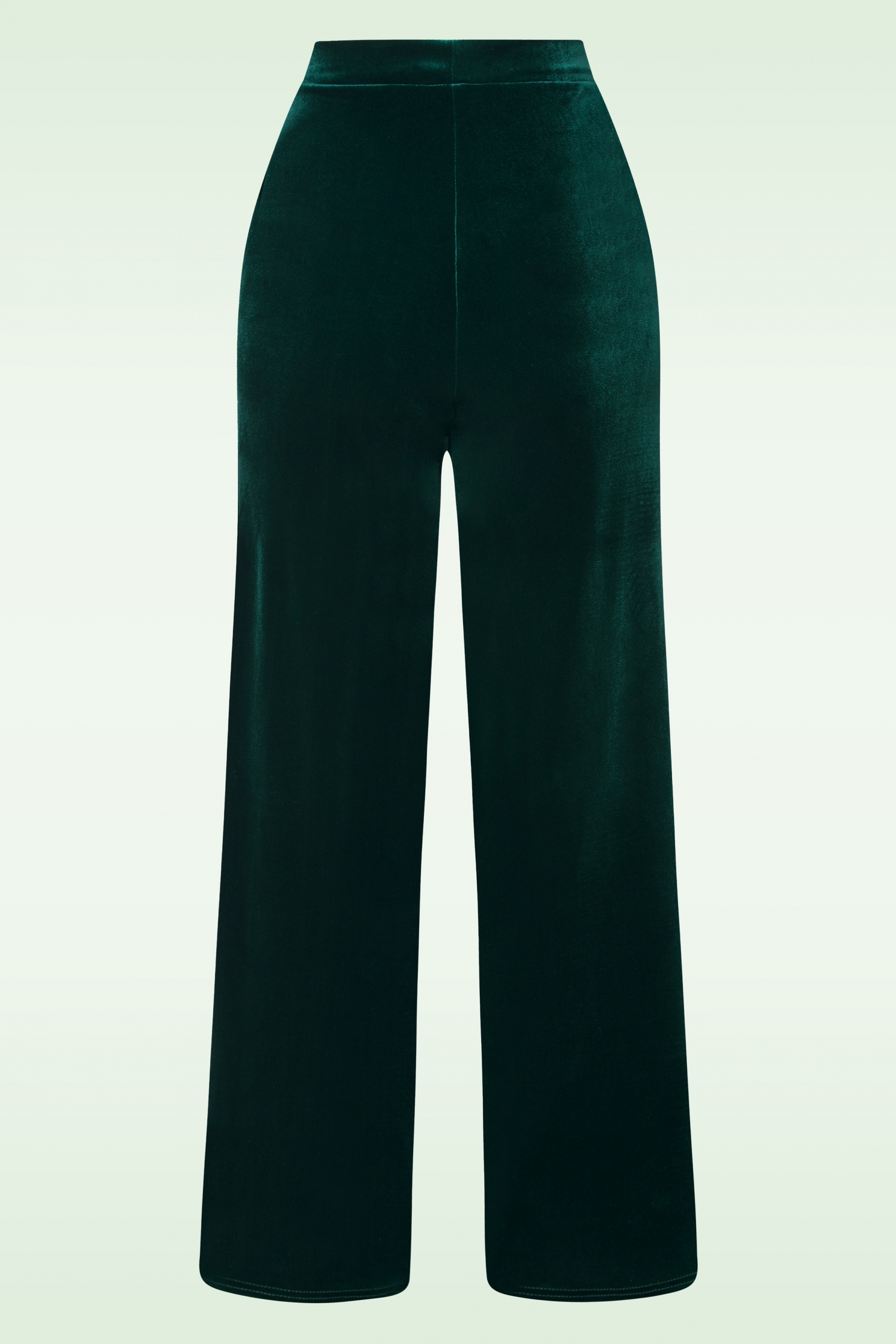 Vintage Chic for Topvintage - Victoria fluwelen broek met rechte pijpen in groen 2