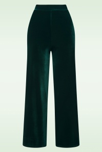 Vintage Chic for Topvintage - 70s Victoria Velvet Straight Leg Trousers in Green