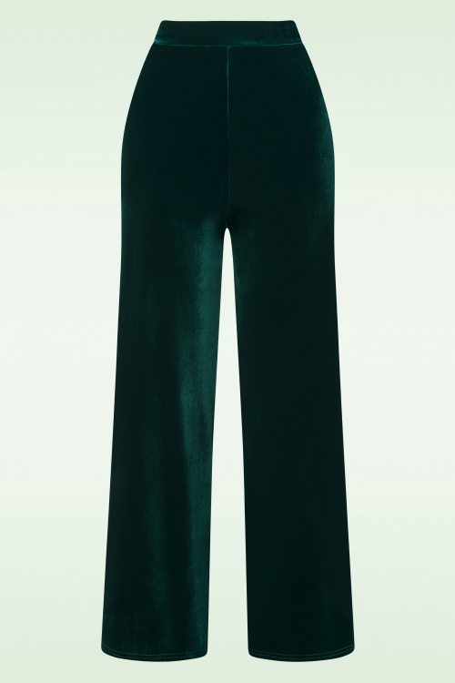 Vintage Chic for Topvintage - Victoria fluwelen broek met rechte pijpen in groen
