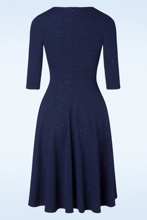 Vintage Chic for Topvintage - 50s Gloria Glitter Swing Dress in Navy 2