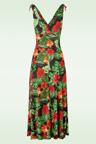 Vintage Chic for Topvintage - 50s Grecian Tropical Flower Maxi Dress in Black 2