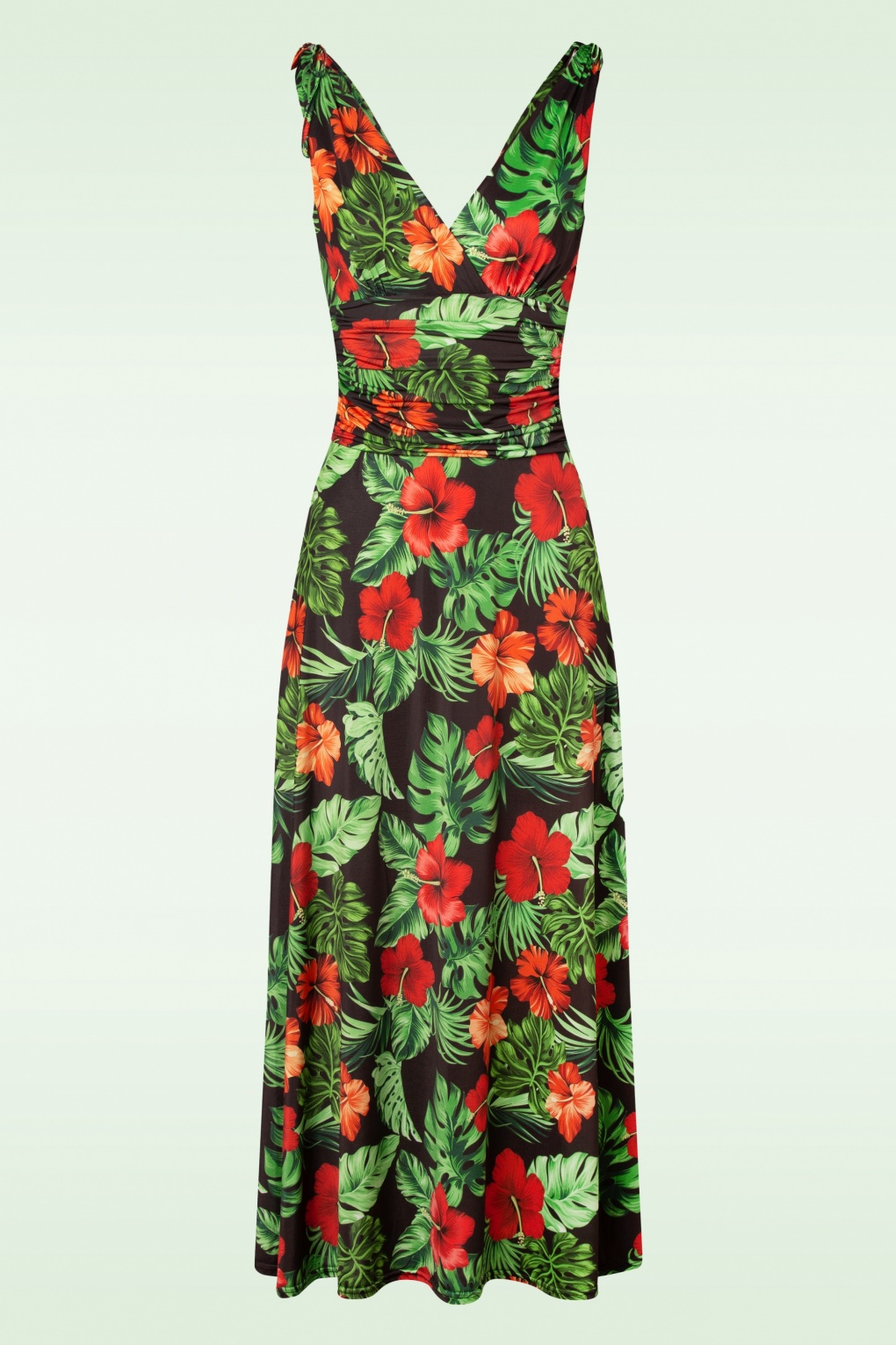 Vintage Chic For Topvintage Grecian Tropical Flower Maxi Dress Années 50 En Noir Acheter Chez