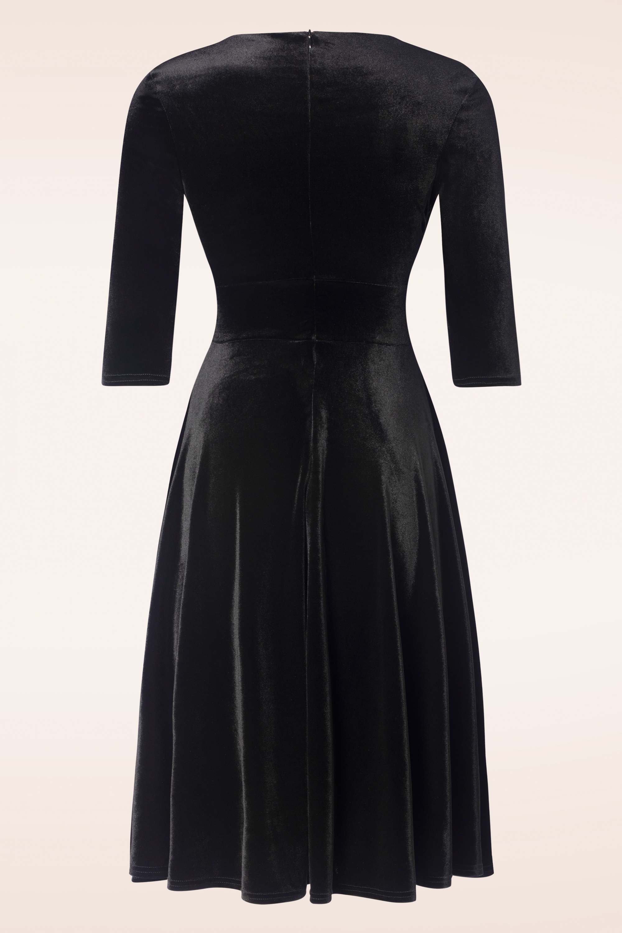 Vintage Chic for Topvintage - Maddison Velvet Swing Jurk in Zwart 2