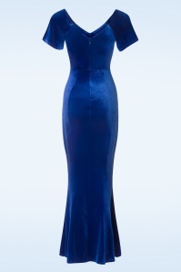 Vintage Chic for Topvintage - Alma Velvet Maxi Jurk in Koninklijk Blauw 4