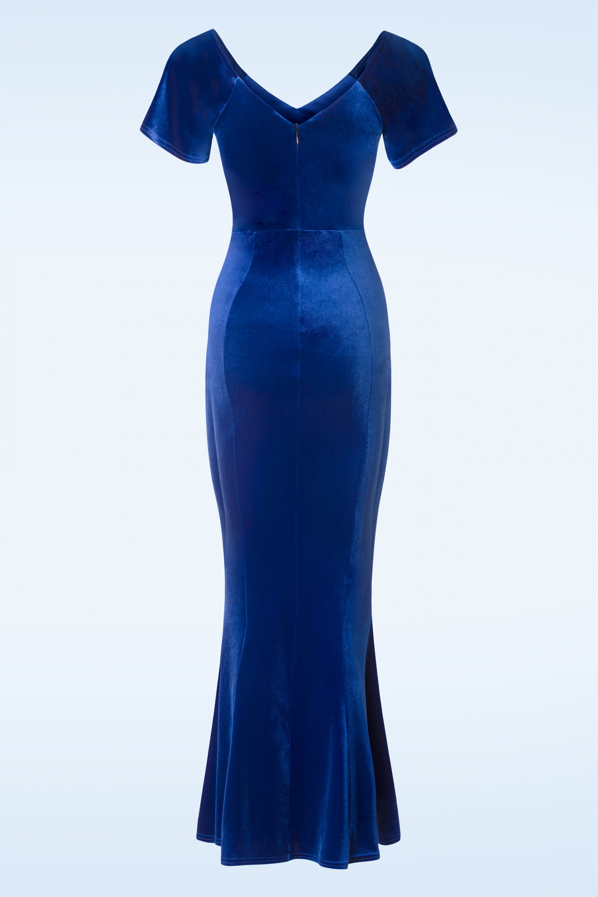 Vintage Chic for Topvintage - Alma Velvet Maxi Jurk in Koninklijk Blauw 4