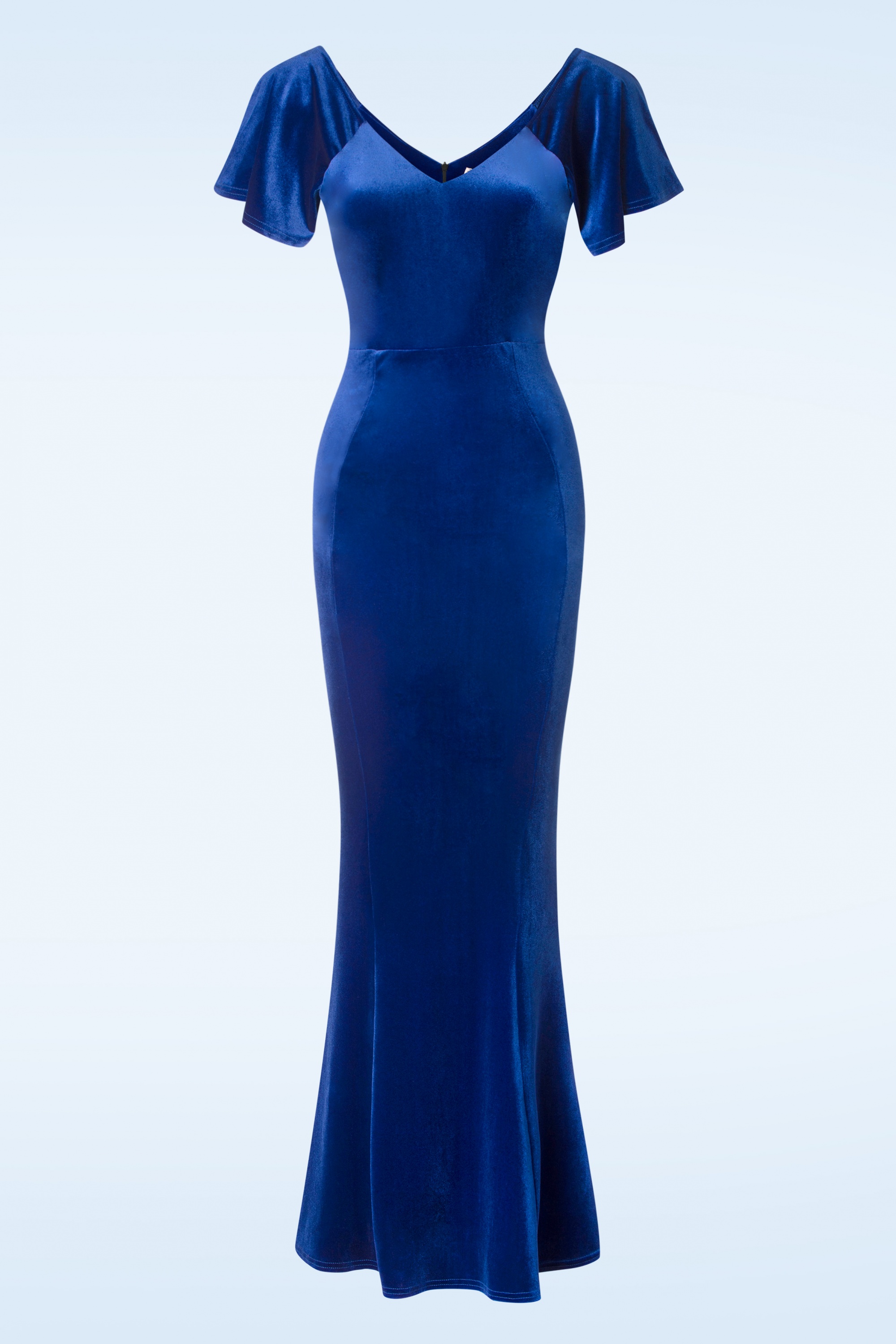 Vintage Chic for Topvintage - Alma Velvet Maxi Jurk in Koninklijk Blauw 2