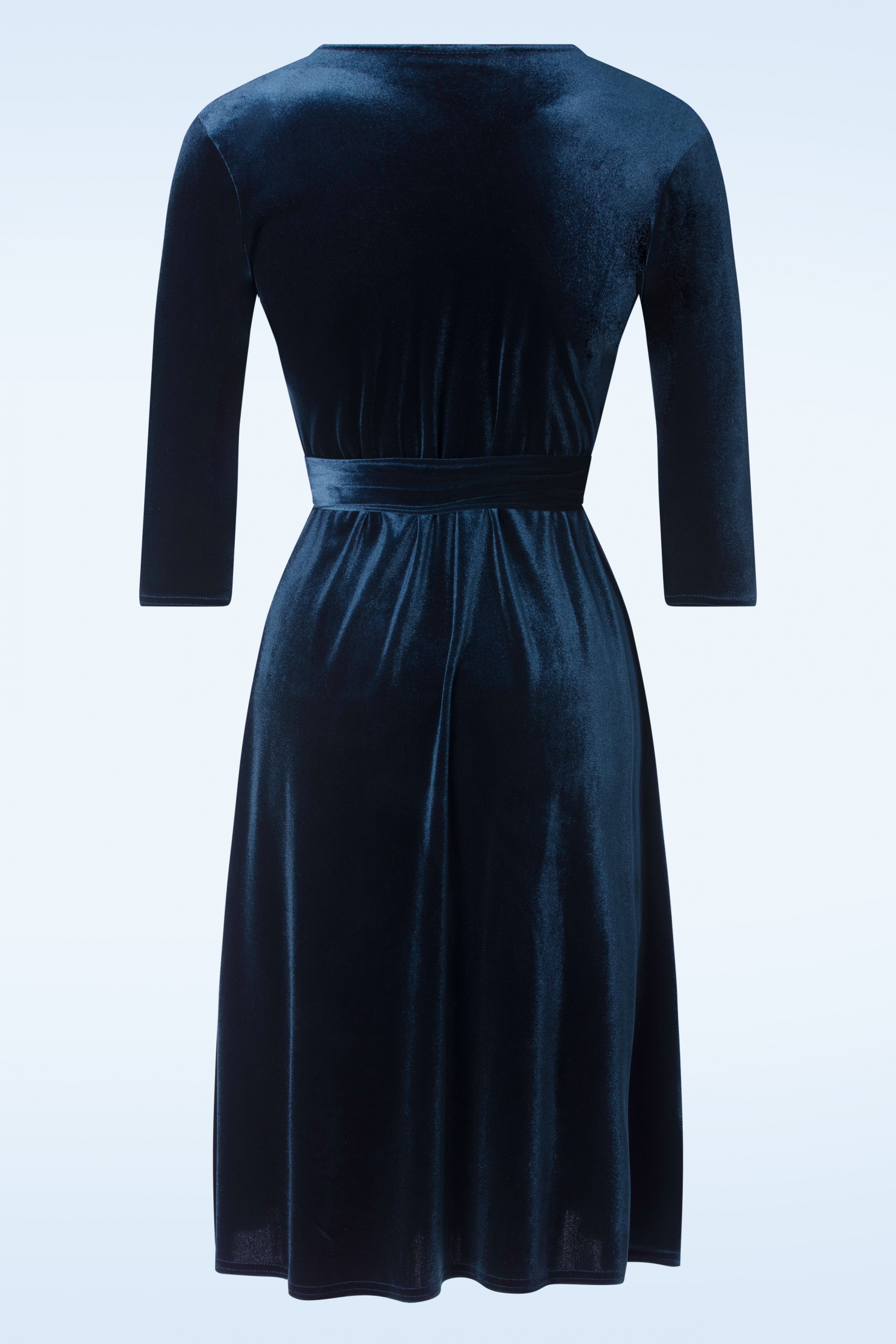 Vintage Chic for Topvintage - Liz fluwelen wikkeljurk in marineblauw 3